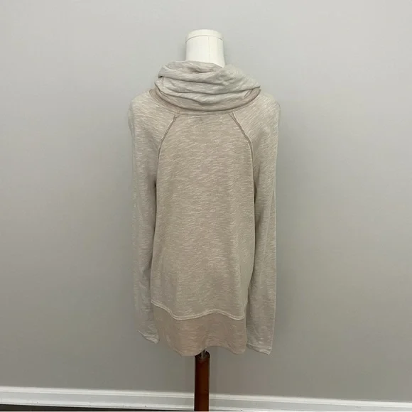 Free People Beach Top Tunic Two Body Corps Deux Cowl Relaxed Fit Lounge Oatmeal - Picture 9 of 15